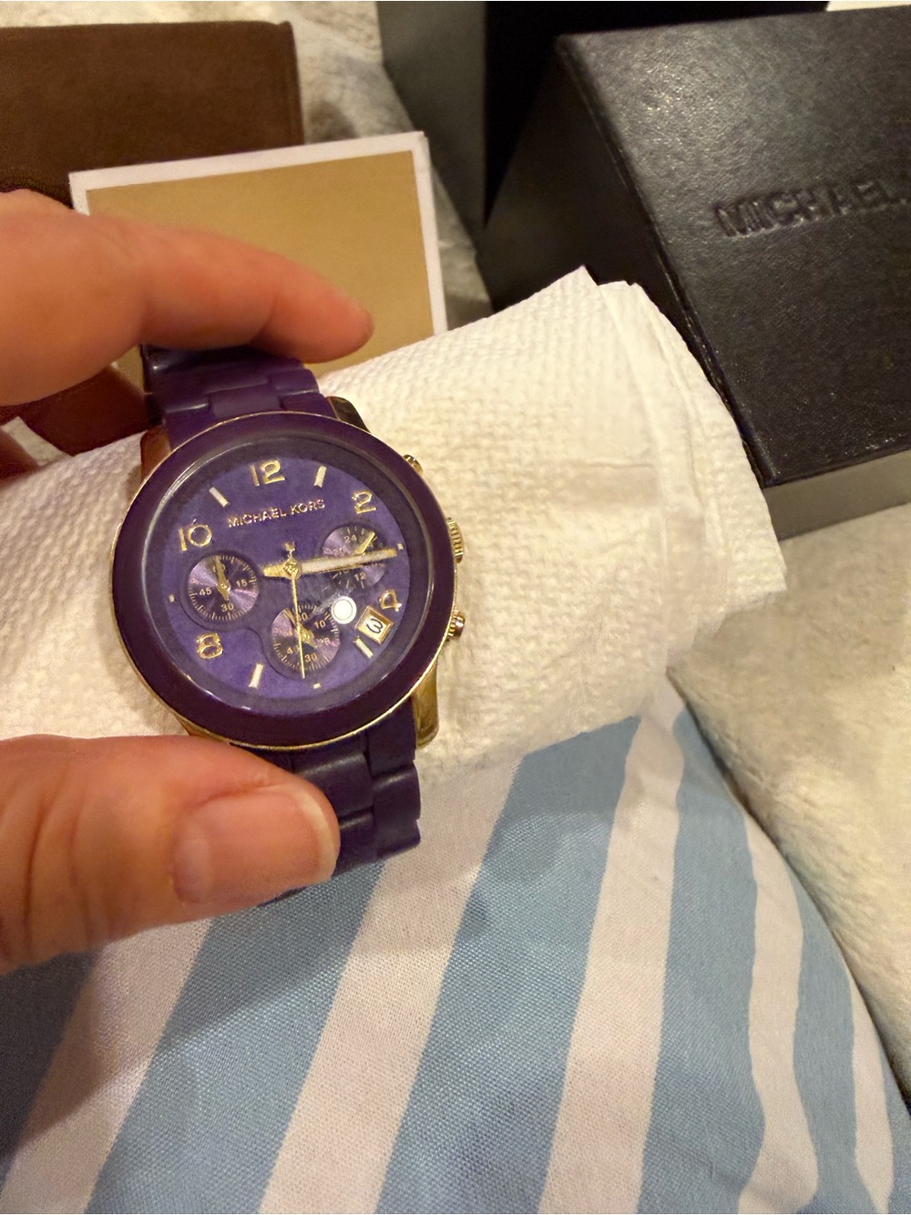 Michael Kors Purple and Gold women Chronograph Wristwatch